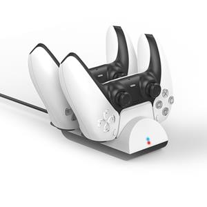 Goobay PlayStation 5 dubbel oplaadstation met 1 meter USB-C oplaadkabel - Zwart/Wit