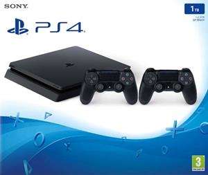 Sony Playstation 4 slim 1 TB [incl. 2 draadloze controllers] zwart - refurbished