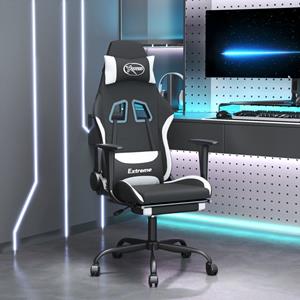vidaXL Gaming-Stuhl mit Fußstütze Schwarz und Weiß Stoff 