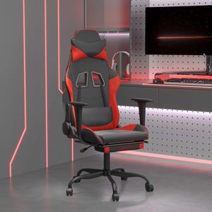 VidaXL Gaming-Stuhl mit Massage & Fußstütze Schwarz & Rot Kunstleder 