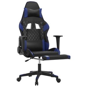 VidaXL Gaming-Stuhl mit Massage & Fußstütze Schwarz & Blau Kunstleder 