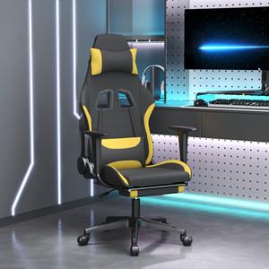 vidaXL Gaming-Stuhl Gaming-Stuhl mit Massage & Fußstütze Schwarz und Gelb Stoff (1 St)