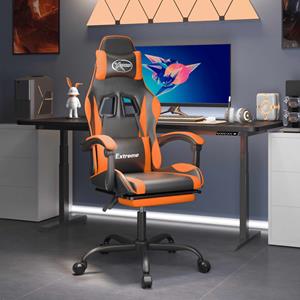 vidaXL Gaming-Stuhl mit Fußstütze Drehbar Schwarz & Orange Kunstleder 