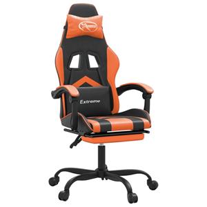 Vidaxl Gaming-stuhl Mit Fußstütze Drehbar Schwarz & Orange Kunstleder