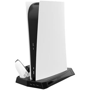Dolphix 4-in-1 oplaadstation voor PlayStation 5 - 3x USB-A oplaadpoort - Koelventilatoren - Zwart/Wit
