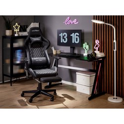 beliani Bürostuhl Schwarz aus Kunstleder höhenverstellbar mit Fußstütze Gaming Stuhl Drehbar Modernes Innovatives Design - Schwarz