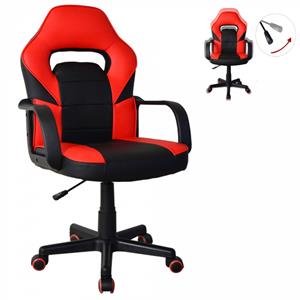 VDD Gamestoel Thomas junior - bureaustoel gaming stijl - hoogte verstelbaar - rood zwart