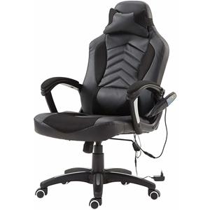 HOMdotCOM Bureaustoel ergonomisch gamingstoel met massagefunctie zwart