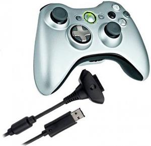Microsoft Wireless Gamepad (Silver) with Play and Charge Kit