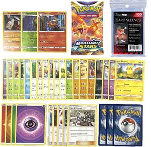 Pokémon 50x  kaarten inclusief 1  booster, 1 holo, 2 glimmende kaarten en 100 Ultra Pro Card Sleeves