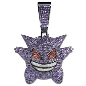 Pokémon Gengar Iced Out Kids Hanger Paars (inclusief ketting)