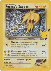 Pokémon Rocket's Zapdos Holo Rare - 15/132 //  kaart (Celebrations)