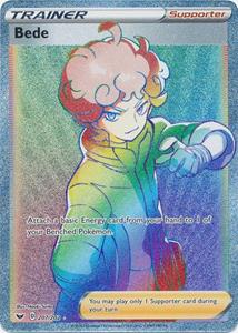 Pokémon Bede Rainbow Full Art Trainer - 207/202 //  kaart (Sword & Shield)