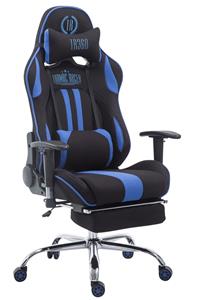 KantoormeubelenPlus Racing Gaming Bureaustoel Kerimaki V1 Stof met voetensteun, Zwart/Blauw