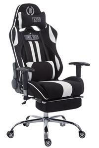 KantoormeubelenPlus Racing Gaming Bureaustoel Kerimaki V1 Stof met voetensteun, Zwart/Wit
