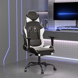 Bonnevie - Gaming-Stuhl mit Massage & Fußstütze Schwarz & Weiß Kunstleder vidaXL583175