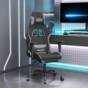 Bonnevie - Gaming-Stuhl mit Massage & Fußstütze Schwarz und Hellgrau Stoff vidaXL362647