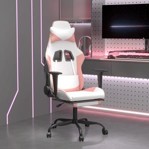 Bonnevie - Gaming-Stuhl mit Massage & Fußstütze Weiß und Rosa Kunstleder vidaXL960465