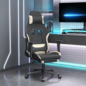Bonnevie - Gaming-Stuhl mit Massage & Fußstütze Schwarz und Creme Stoff vidaXL591019