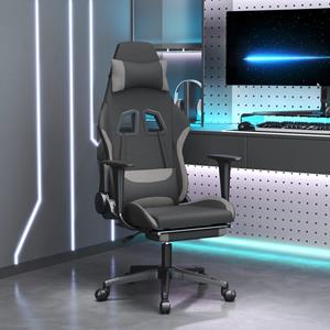Bonnevie - Gaming-Stuhl mit Massage & Fußstütze Schwarz und Hellgrau Stoff vidaXL880395