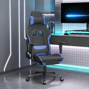 Bonnevie - Gaming-Stuhl mit Massage & Fußstütze Schwarz und Blau Stoff vidaXL845018