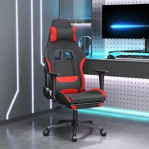 bonnevie Gaming-Stuhl mit Massage & Fußstütze Schwarz und Rot Stoff vidaXL649294