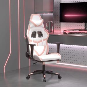 Bonnevie - Gaming-Stuhl mit Massage & Fußstütze Weiß & Rosa Kunstleder vidaXL145404