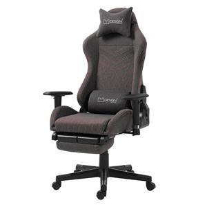 Ml-design - Gaming Stuhl mit Armlehne, Grau/Rot, aus Stoff, Ergonomischer Bürostuhl, Verstellbarer Drehstuhl, Kopfstütze, Lendenkissen, Fußstütze,