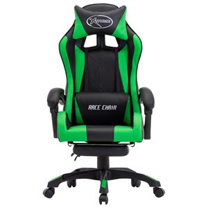 vidaXL Racestoel met voetensteun kunstleer groen en zwart