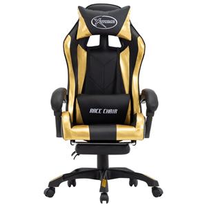 vidaXL Racestoel met voetensteun kunstleer goudkleurig en zwart