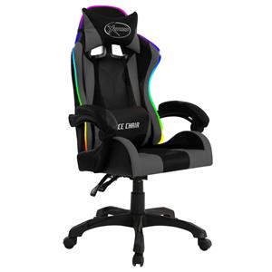 bonnevie Gaming-Stuhl mit rgb LED-Leuchten Grau und Schwarz Kunstleder vidaXL324069