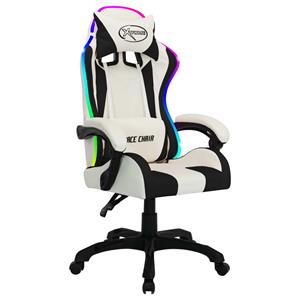bonnevie Gaming-Stuhl mit rgb LED-Leuchten Weiß und Schwarz Kunstleder vidaXL646269