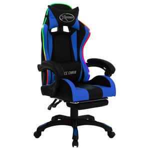 bonnevie Gaming-Stuhl mit rgb LED-Leuchten Blau und Schwarz Kunstleder vidaXL494842