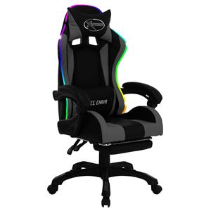 bonnevie Gaming-Stuhl mit rgb LED-Leuchten Grau und Schwarz Kunstleder vidaXL306396