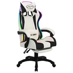 bonnevie Gaming-Stuhl mit rgb LED-Leuchten Schwarz und Weiß Kunstleder vidaXL869243