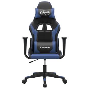 vidaXL Massage gamestoel kunstleer zwart en blauw