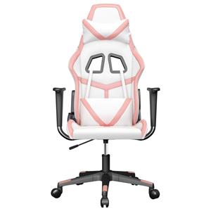 bonnevie Gaming-Stuhl mit Massagefunktion Weiß und Rosa Kunstleder vidaXL83990