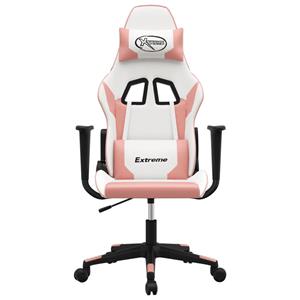 Bonnevie - Gaming-Stuhl mit Massagefunktion Weiß und Rosa Kunstleder vidaXL77254