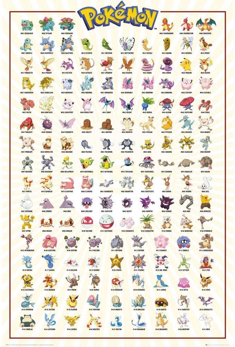 Pokémon Eerste 150  Poster