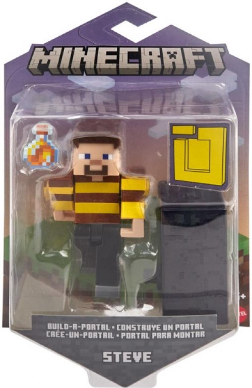 Mattel Minecraft 8cm Nether Portal Figure - Steve (Bee)