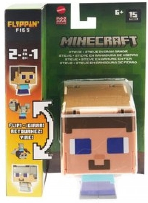 Mattel Minecraft Flippin' Figs Figure - Steve & Iron Armor Steve