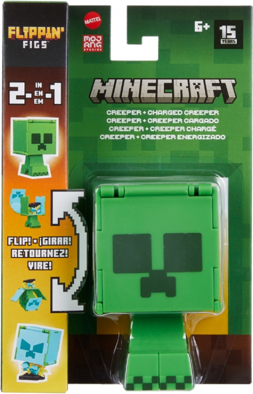 Mattel Spielfigur Minecraft Flippin' Figure Creeper + Charged Creeper