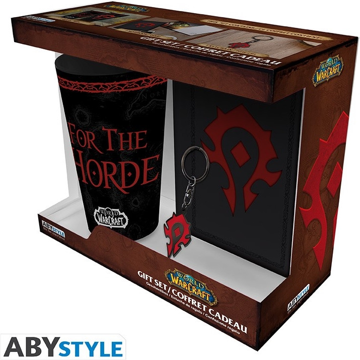 ABYstyle - WORLD OF WARCRAFT Pack XXL glass+Keychain+Pocket Notebook Horde - Geschenkset