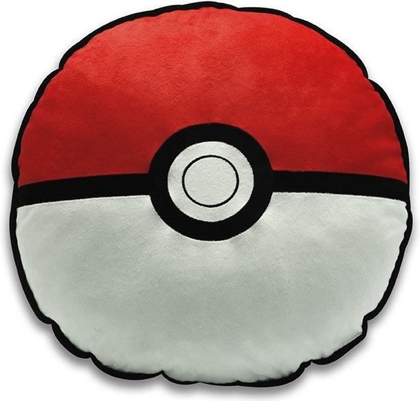 Abystyle - Pokémon Kissen Pokéball rot/schwarz/weiß, bestickt/bedruckt, aus 100 % Polyester.