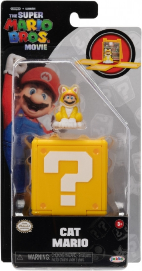 Jakks Pacific Super Mario Movie Question Block Mini Figure - Cat Mario