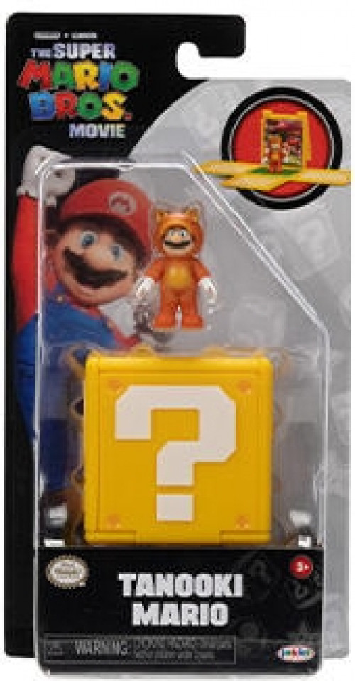Jakks Pacific Super Mario Movie Question Block Mini Figure - Tanooki Mario