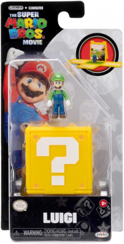 Jakks Pacific Super Mario Movie Question Block Mini Figure - Luigi