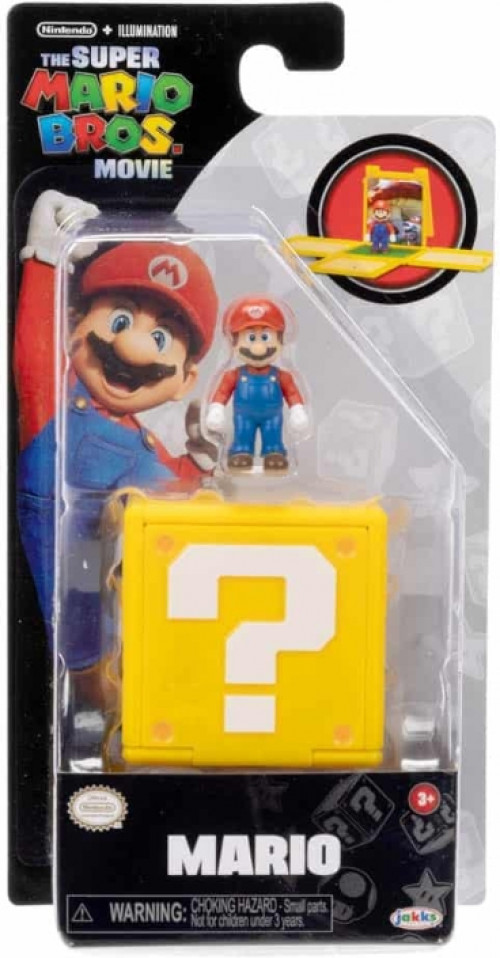 Jakks Pacific Super Mario Movie Question Block Mini Figure - Mario