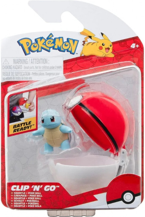 Jazwares Pokemon Figure - Squirtle (Action Pose) + Poke Ball (Clip 'n' Go)