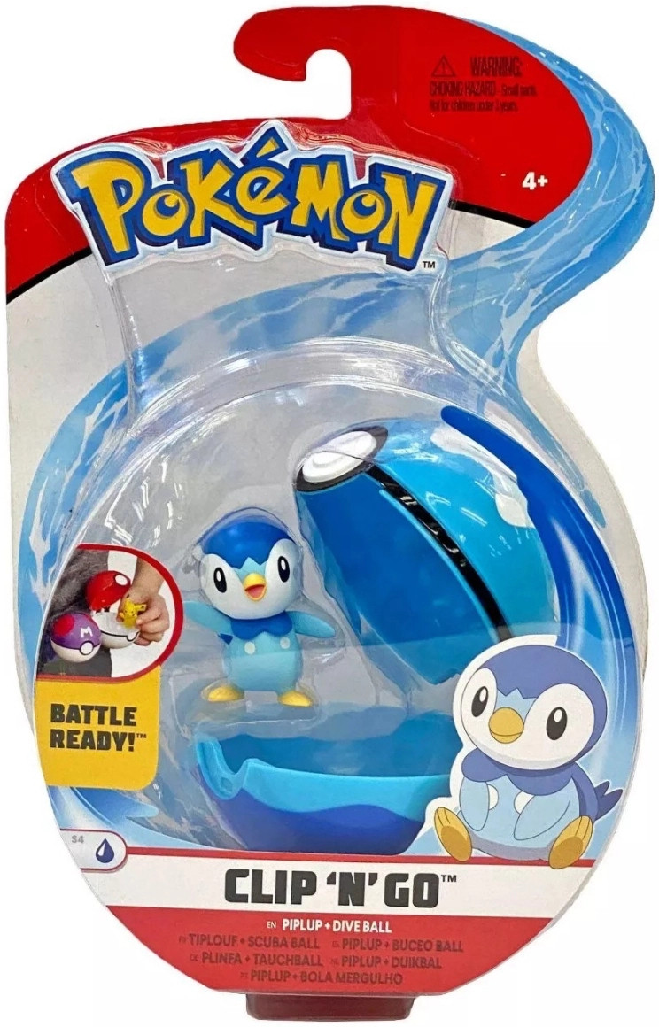 Wicked Cool Toys Pokemon Figure - Piplup + Dive Ball (Clip 'n' Go)